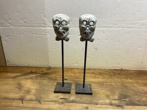 Candlestick 14” Metal Skull Candle Holder Black Gothic Happy Halloween